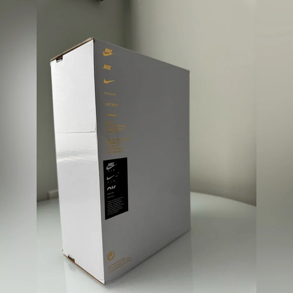 Air Jordan White & Metallic Gold Storage Decor Size 8 Sneaker Shoe Box